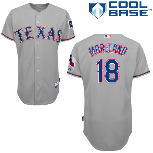 Mitch Moreland #18 MLB Jersey-Texas Rangers Men's Authentic Road Gray Cool Base Baseball Jersey